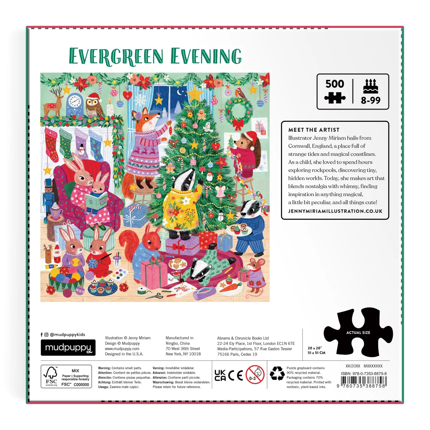 Mudpuppy Evergreen Evening puzzle familie 500 piese iarnă