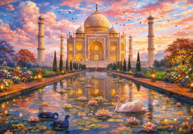 Mosaic Puzzles Evening Path to Taj Mahal puzzle lemn 500 piese monument