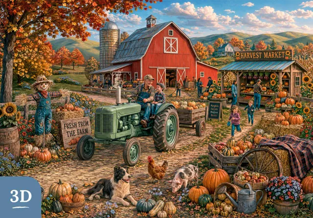 Mosaic Puzzles Harvest Market Day puzzle lemn 3D 500 piese