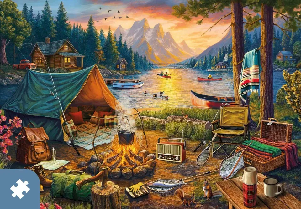 Mosaic Traditions Casting Campfire puzzle carton 1000 piese munte