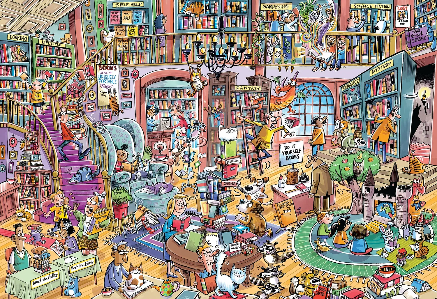Cobble Hill Bookshop Bedlam puzzle 100 piese cărți