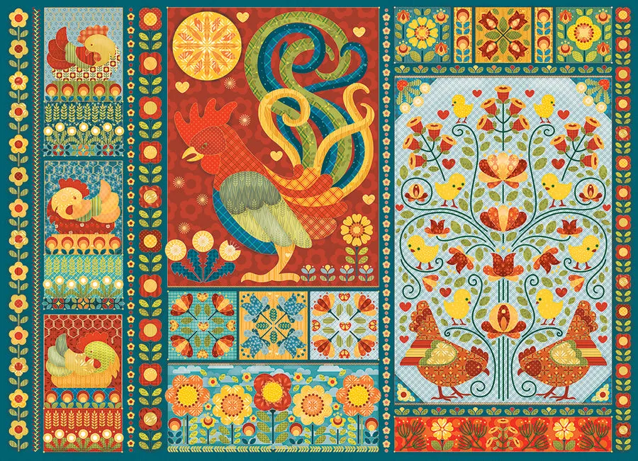 Cobble Hill Scandi Chicken Quilt puzzle 1000 piese gaini