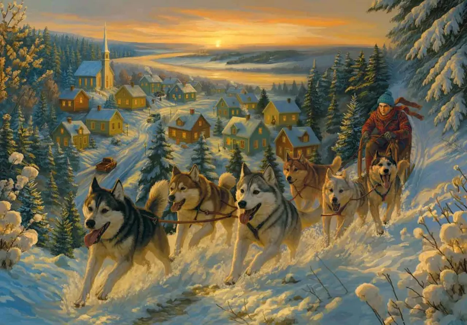 Mosaic Puzzles Snowbound Journey puzzle lemn 50 piese iarna