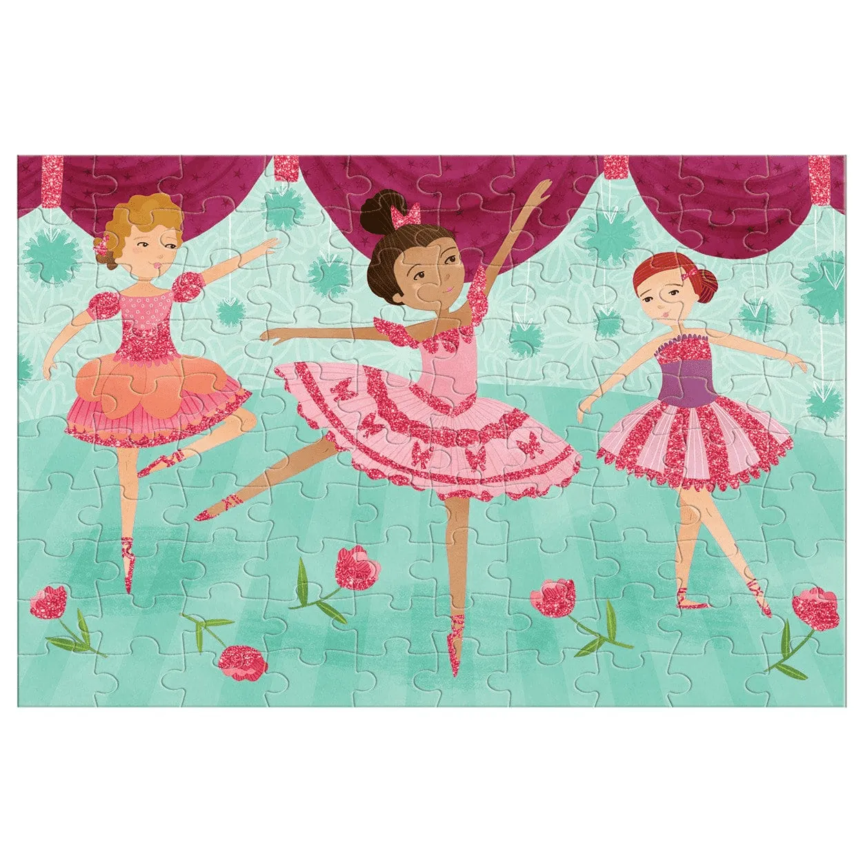 Mudpuppy Ballerinas Glitter puzzle 100 piese cu sclipici