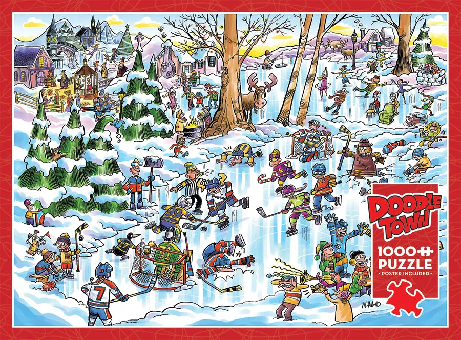 Cobble Hill Hockey Town puzzle 1000 piese iarna