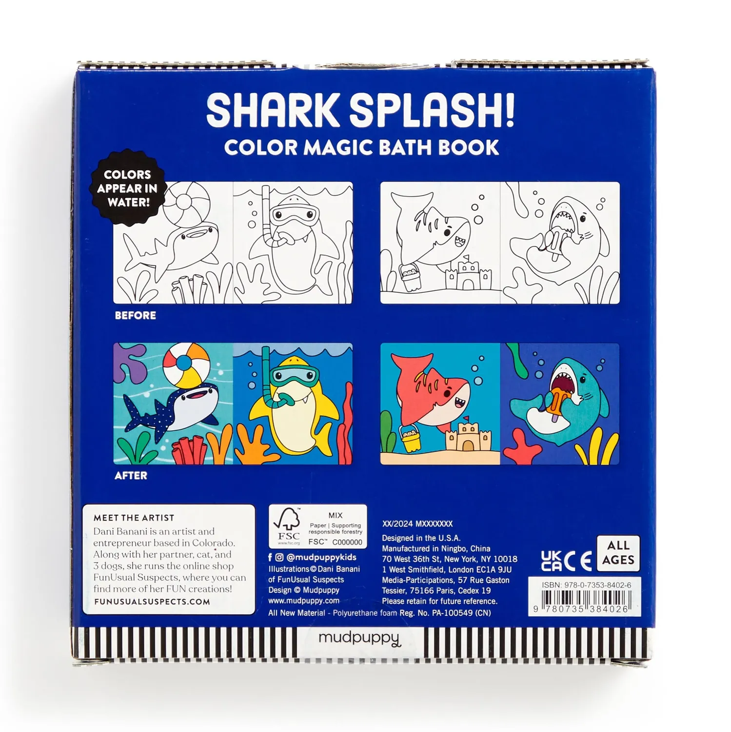 Mudpuppy Shark Splash! carte de baie magica cu apa