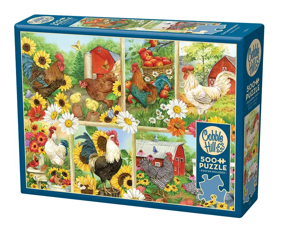 Cobble Hill Cockadoodledo puzzle 500 piese cocosi