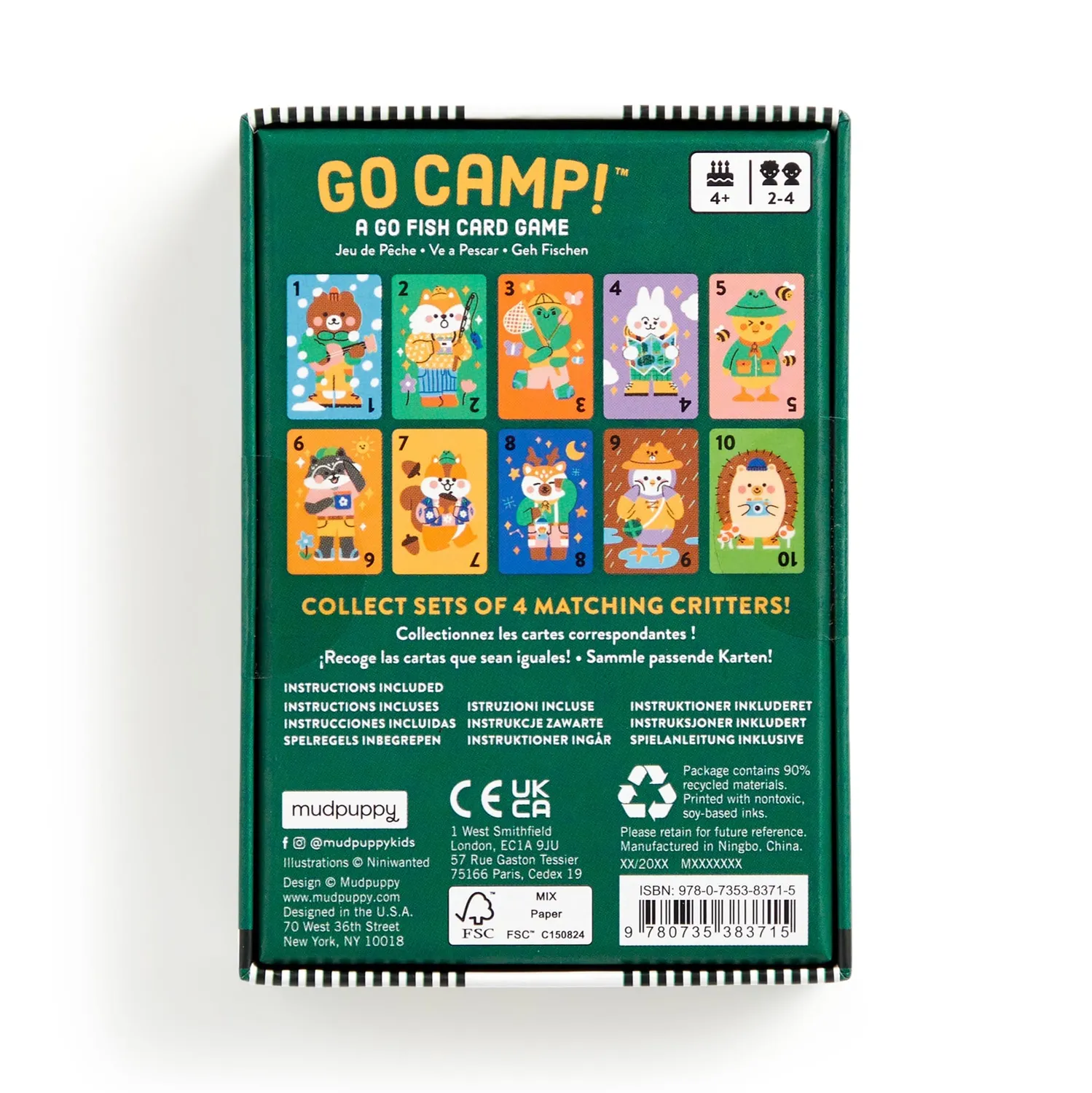 Mudpuppy Go Camp joc carti tabara perechi