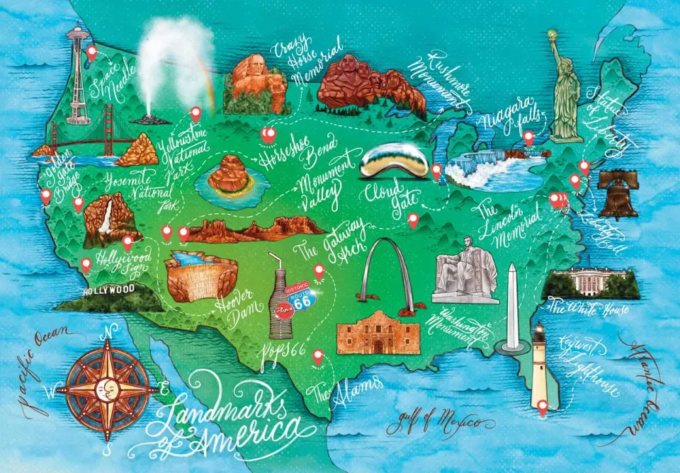 Mosaic Puzzles Landmarks of America puzzle lemn 500 piese obiective
