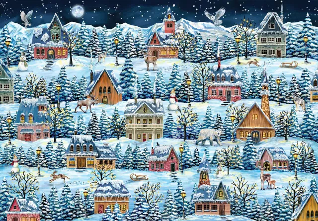 Mosaic Puzzles Winter Village Wanderers puzzle 50 piese copii