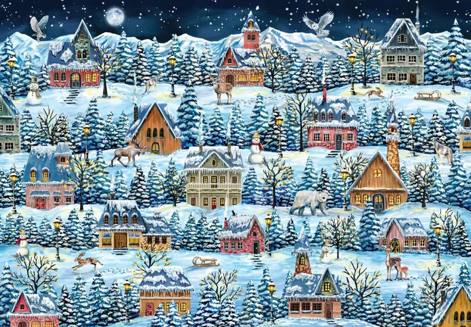 Mosaic Puzzles Winter Village Wanderers puzzle 50 piese copii