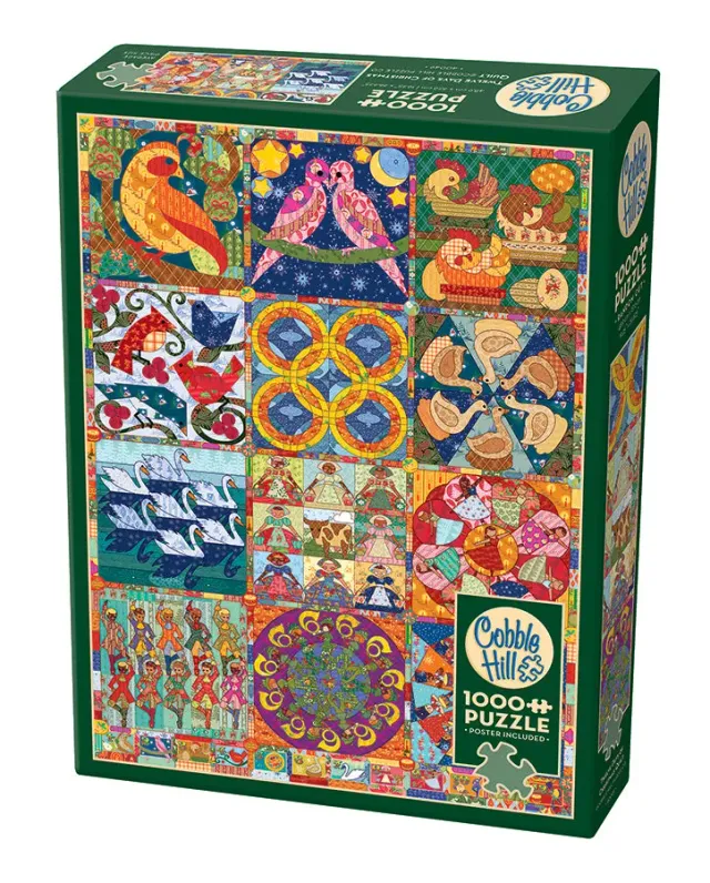 Cobble Hill Twelve Days Christmas puzzle 1000 piese quilt