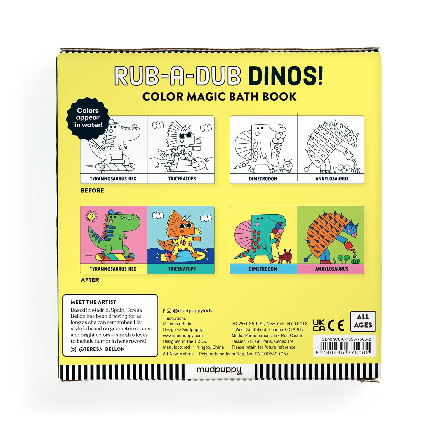 Mudpuppy Rub-a-Dub Dinos! carte de baie magica