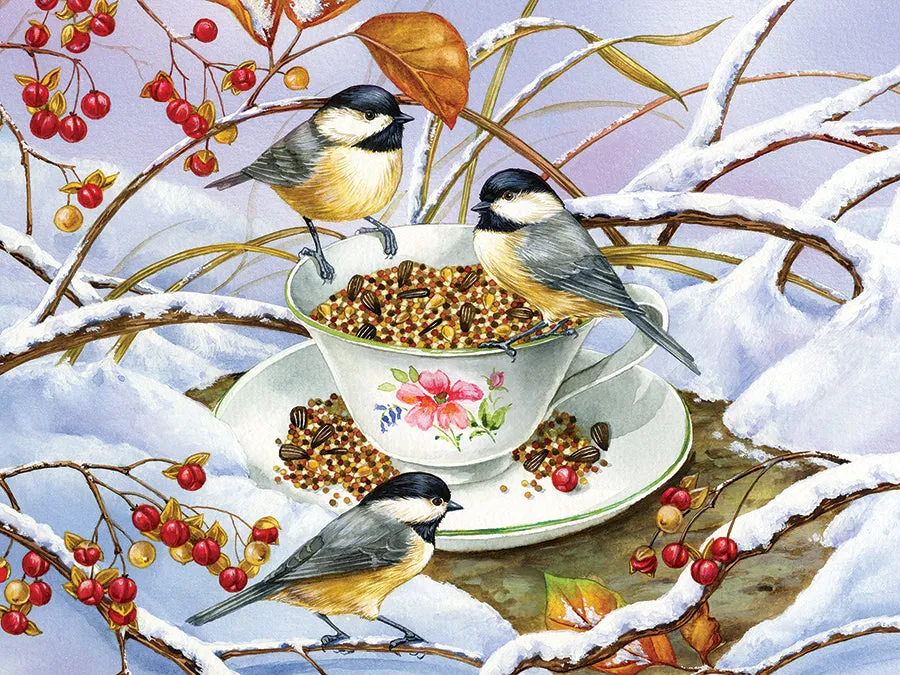 Cobble Hill Chickadee Tea puzzle 275 piese mari ușor de manevrat