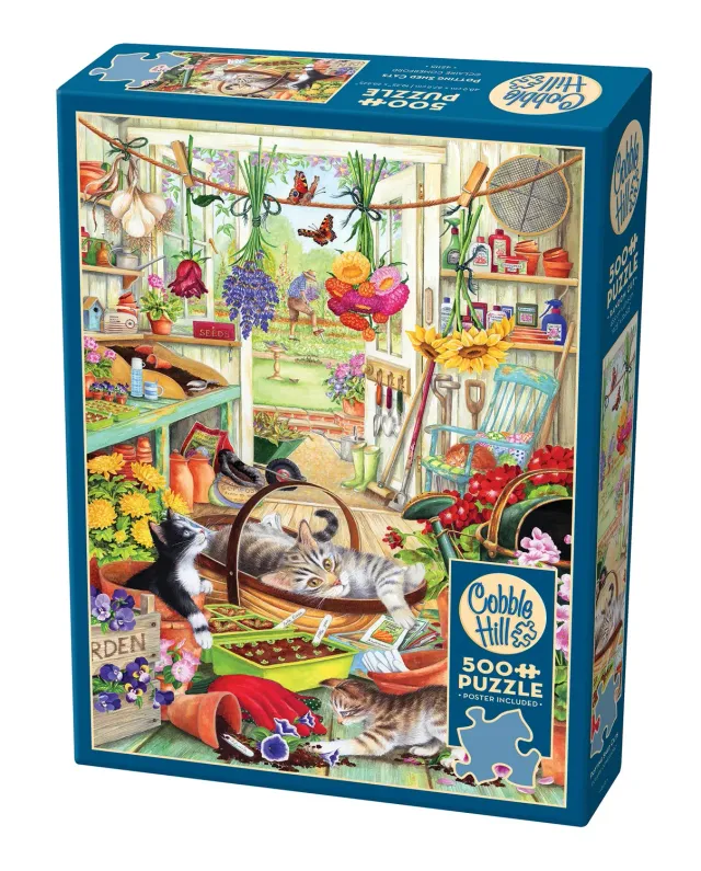 Cobble Hill Potting Shed Cats puzzle 500 piese pisici