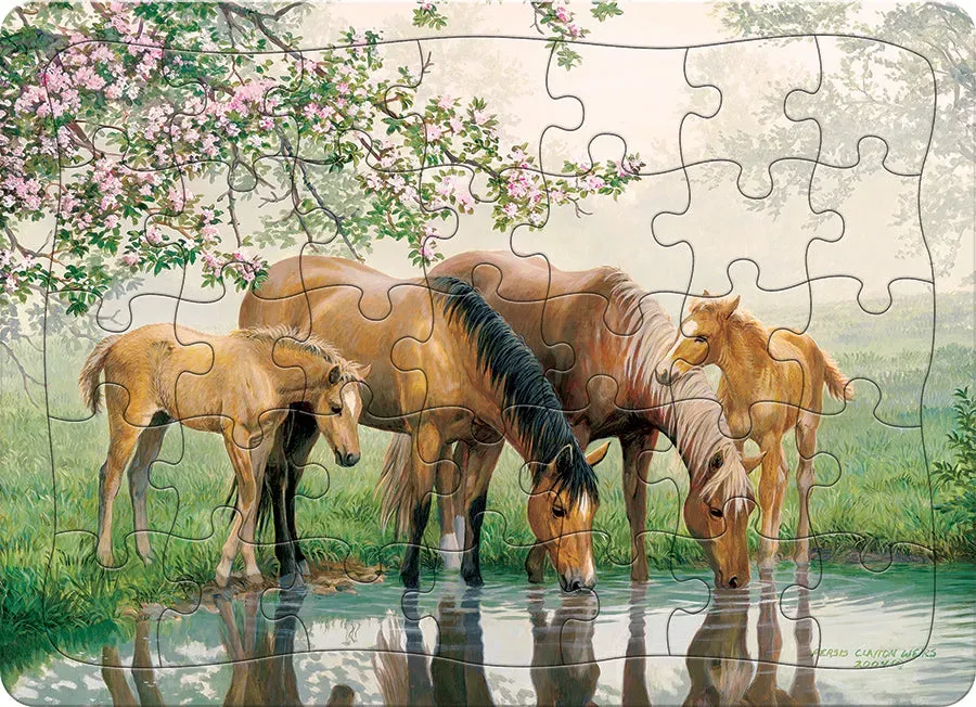 Cobble Hill Watering Hole puzzle tavă 35 piese cai