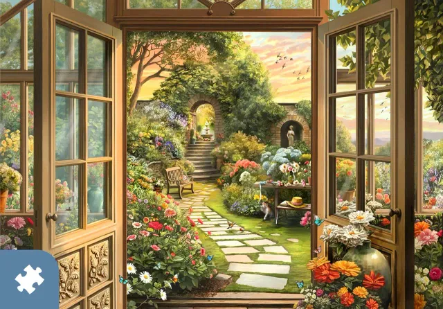 Mosaic Traditions Morning in Conservatory puzzle 500 piese
