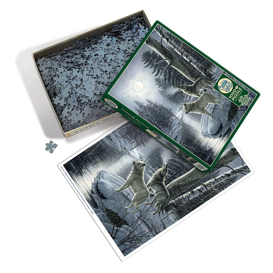 Cobble Hill Wolves by Moonlight puzzle 1000 piese lupi