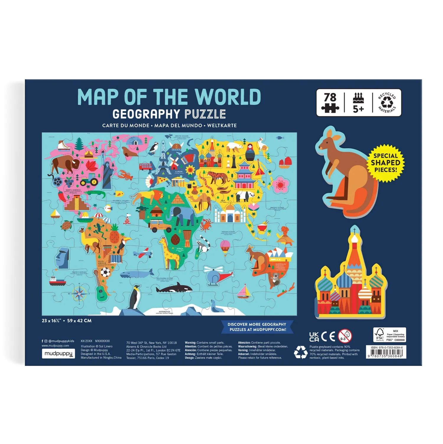 Mudpuppy Map of the World puzzle 78 piese geografie