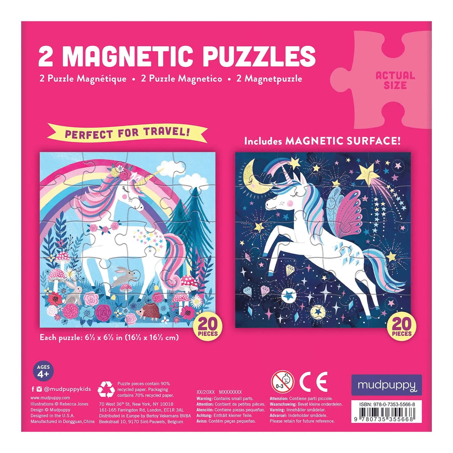 Mudpuppy Magical Unicorn puzzle magnetic 2x20 piese