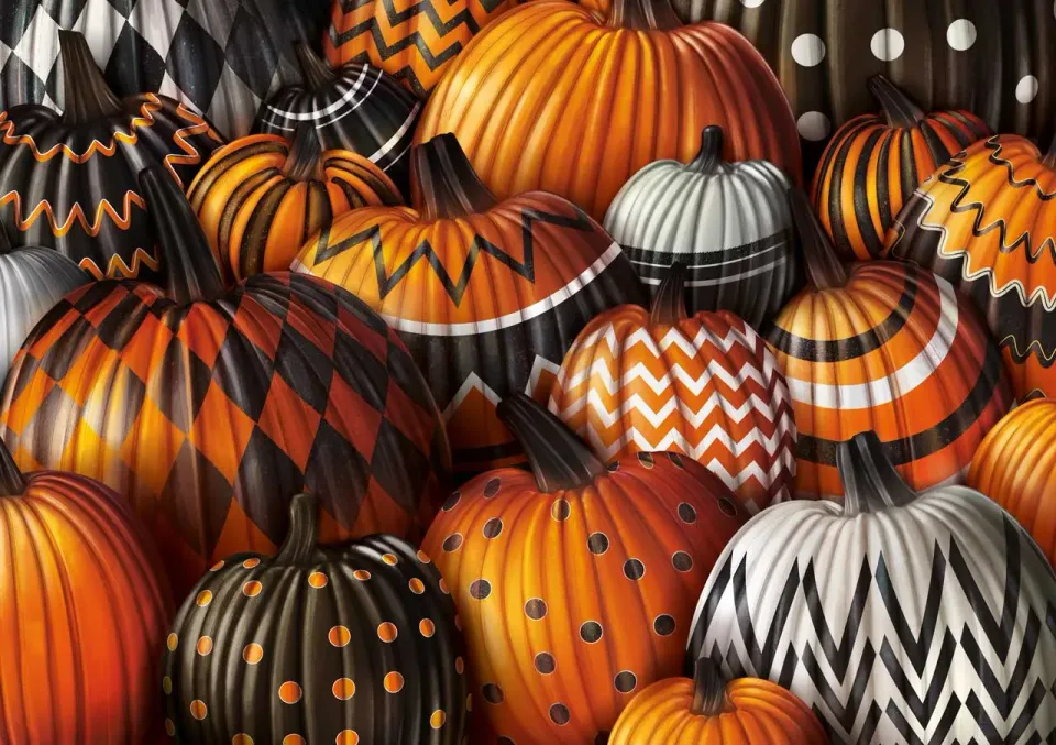 Mosaic Puzzles Patterned Pumpkins puzzle lemn 50 piese halloween