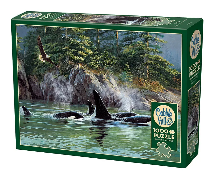 Cobble Hill Orcas puzzle 1000 piese balene ocean