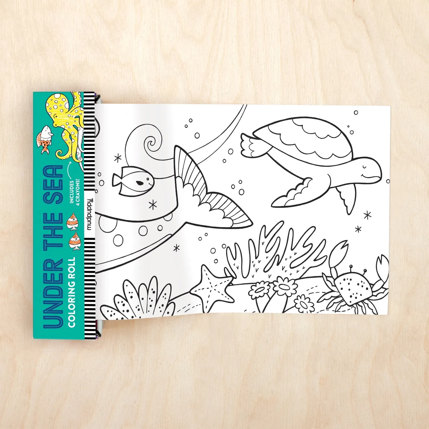Mudpuppy Under The Sea rolă de colorat mini 76x14 cm creioane