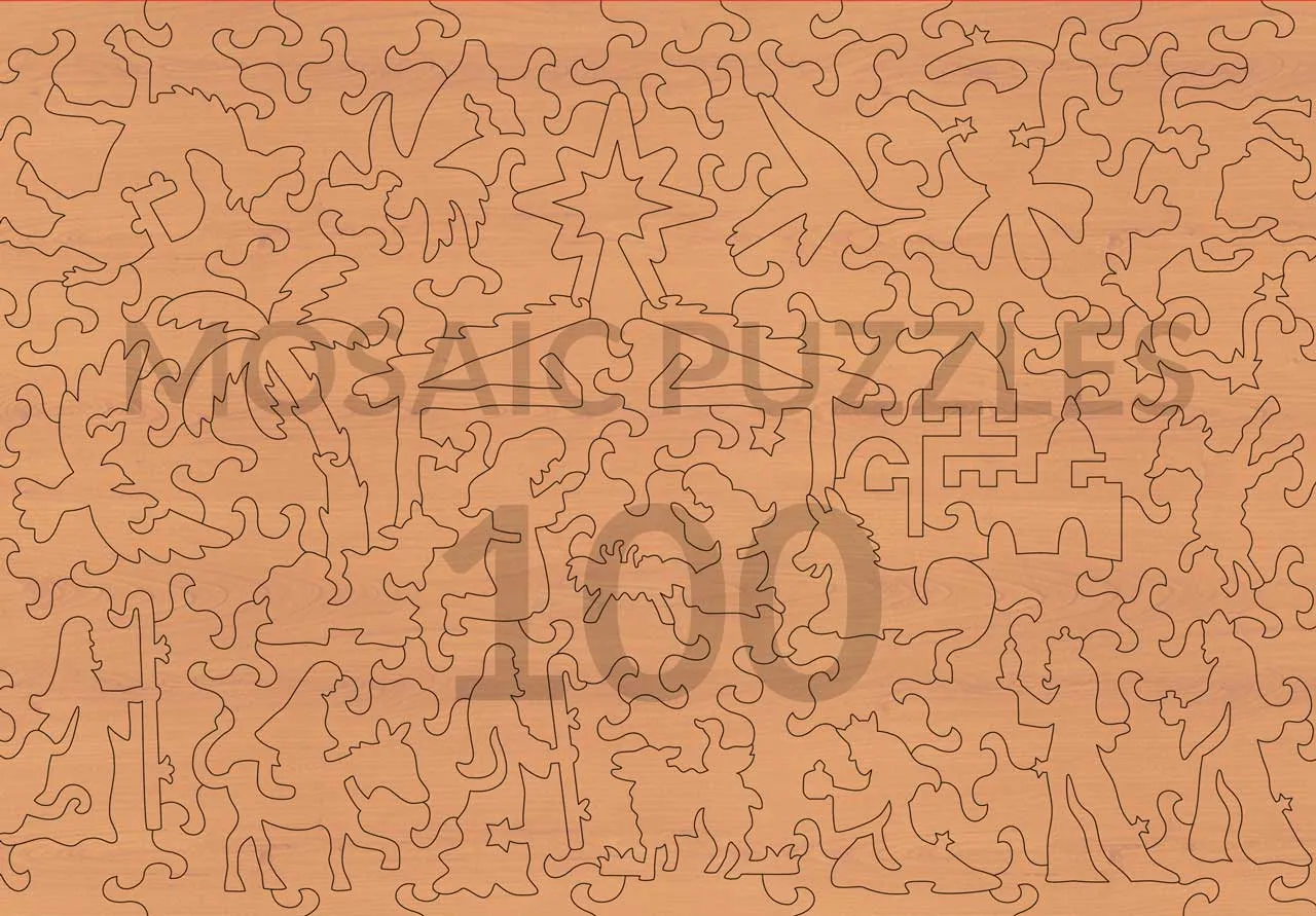 Mosaic Puzzles Away in a Manger puzzle lemn 500 piese craciun