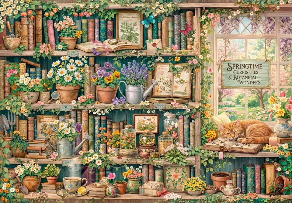 Mosaic Puzzles Library of Springtime puzzle 50 piese cărți