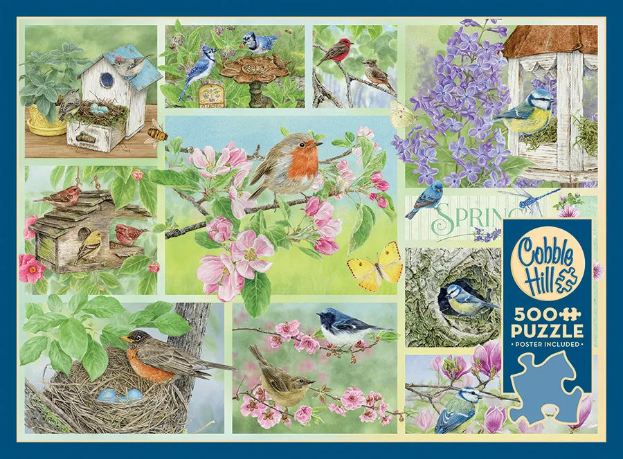Cobble Hill Garden Birds in Spring puzzle 500 piese cu păsări