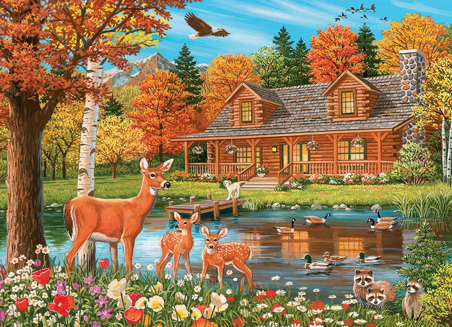 Cobble Hill Cottage Pond puzzle familie 350 piese toamnă