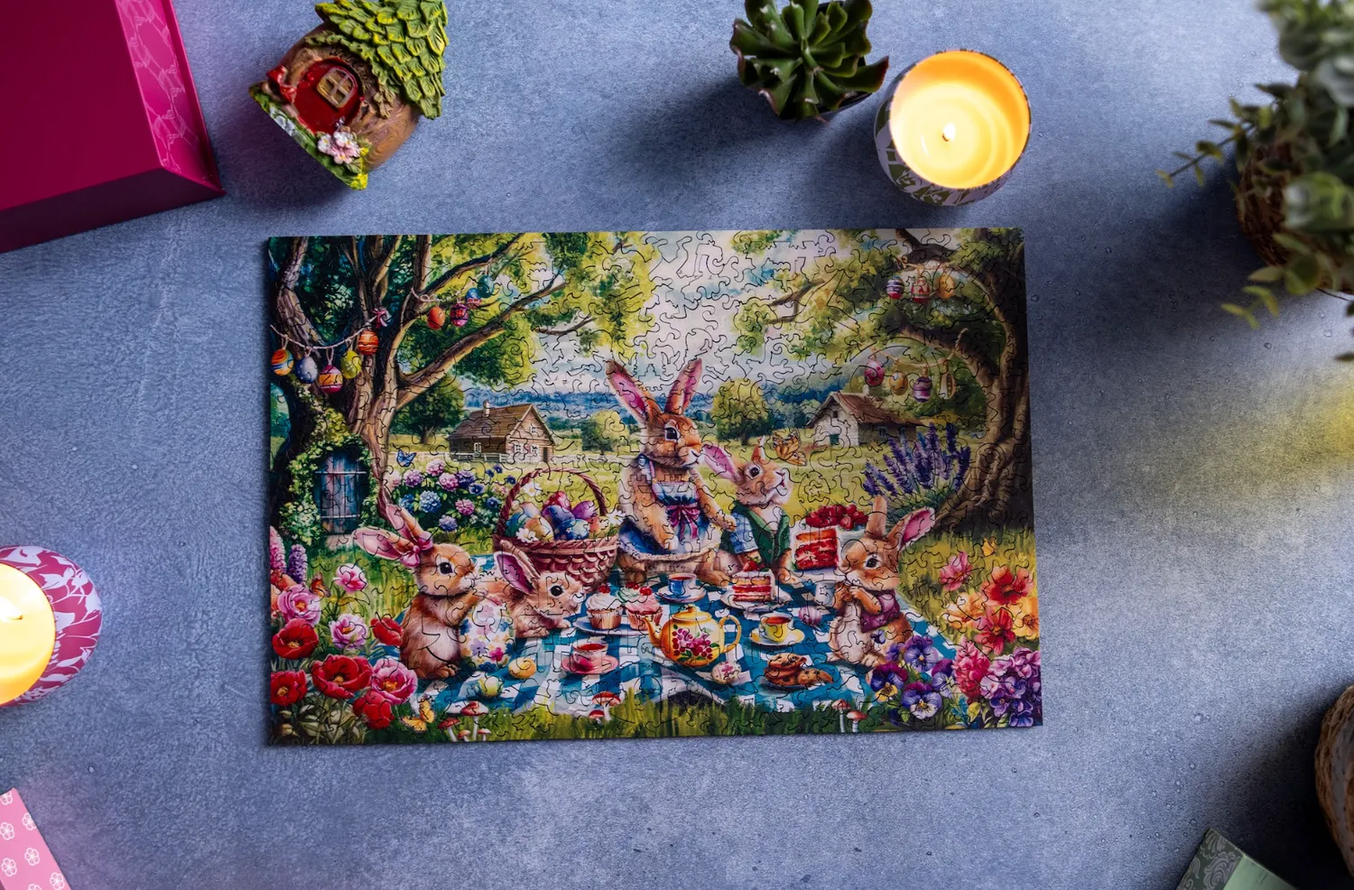Mosaic Puzzles Bunny Family Picnic puzzle lemn 50 piese copii