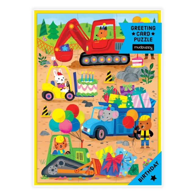 Mudpuppy Construction Site Birthday puzzle felicitare 12 piese