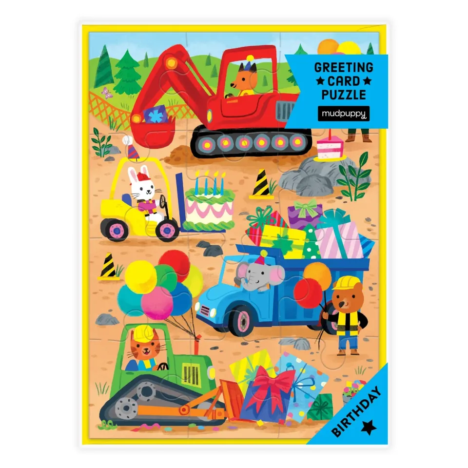 Mudpuppy Construction Site Birthday puzzle felicitare 12 piese