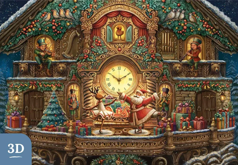 Mosaic Puzzles Santa's Musical Timepiece puzzle lemn 3D 250