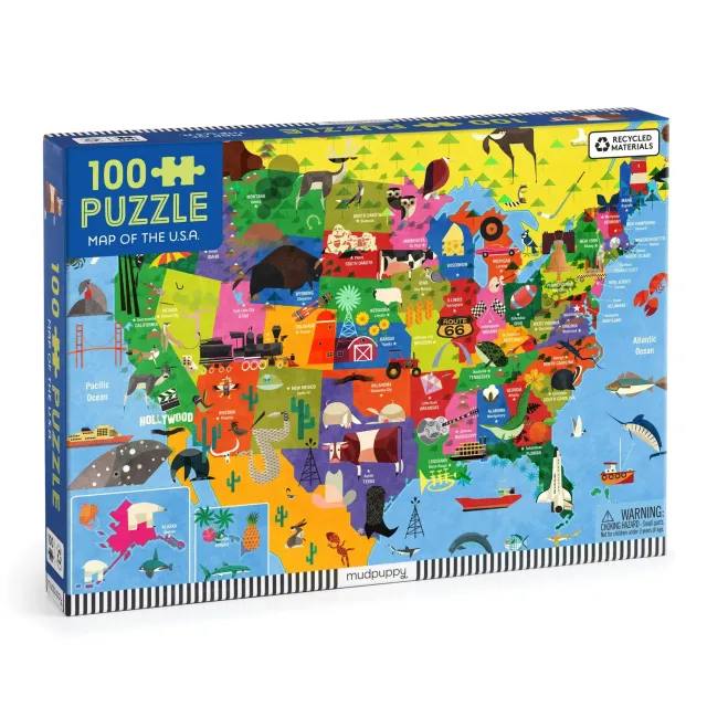 Mudpuppy Map of the U.S.A. puzzle 100 piese harta