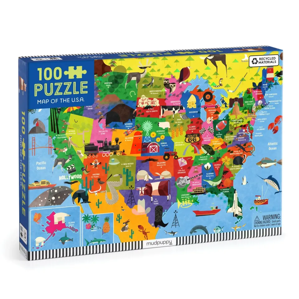 Mudpuppy Map of the U.S.A. puzzle 100 piese harta