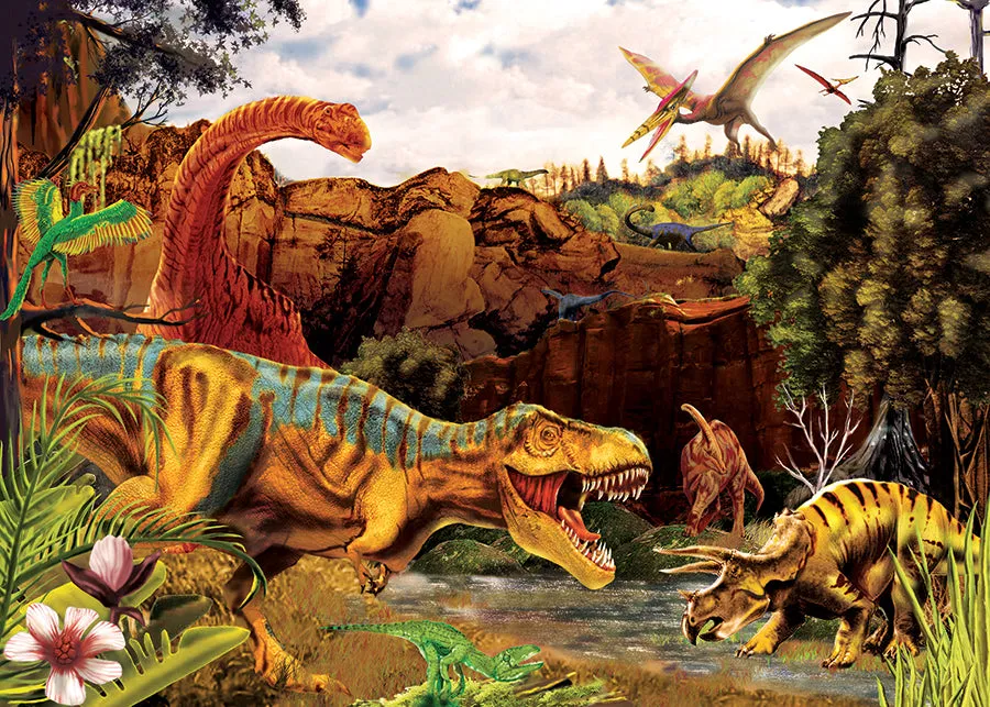 Cobble Hill Dino Story puzzle tavă 35 piese dinozauri