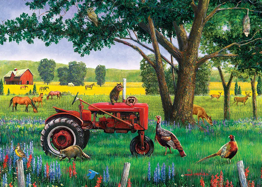 Cobble Hill Red Tractor puzzle tavă 35 piese fermă