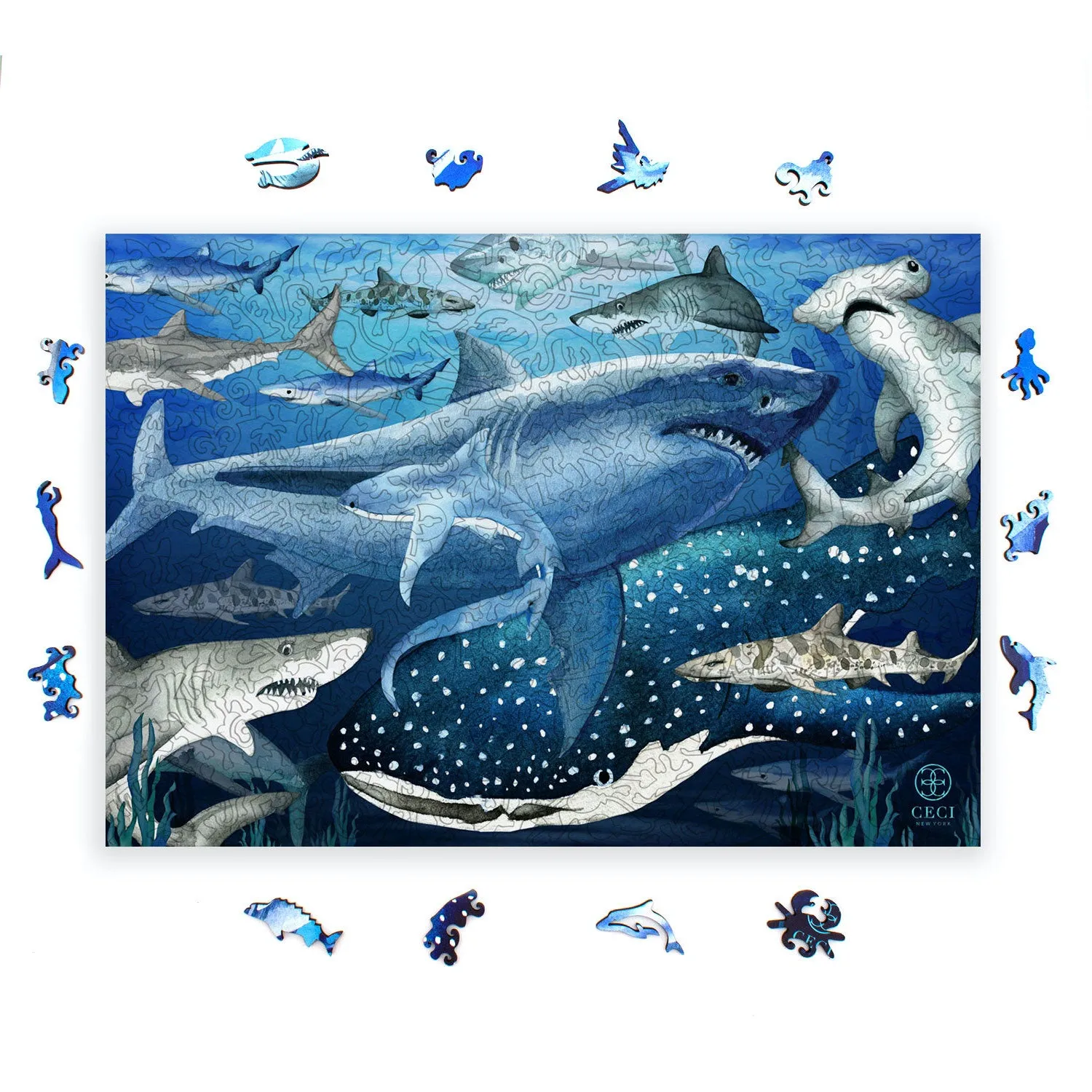 Mosaic Puzzles Sharks puzzle lemn 500 piese ocean
