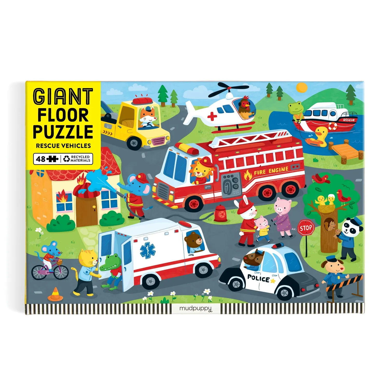 Mudpuppy Rescue Vehicles puzzle podea 48 piese salvatori