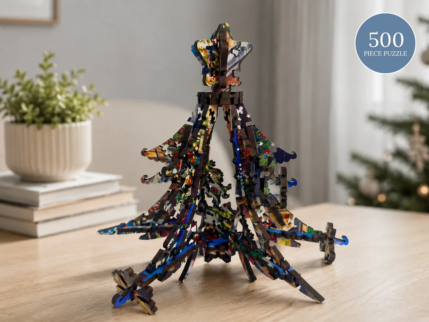 Mosaic Puzzles Merrytown Christmas Tree puzzle lemn 500 piese 3D