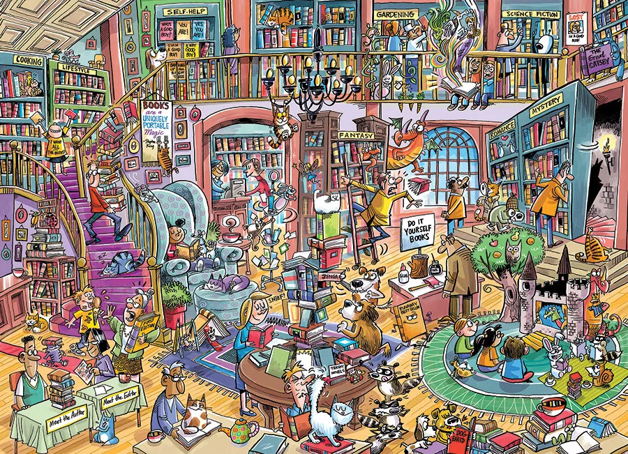 Cobble Hill DoodleTown Bookshop Bedlam puzzle 1000 piese umor