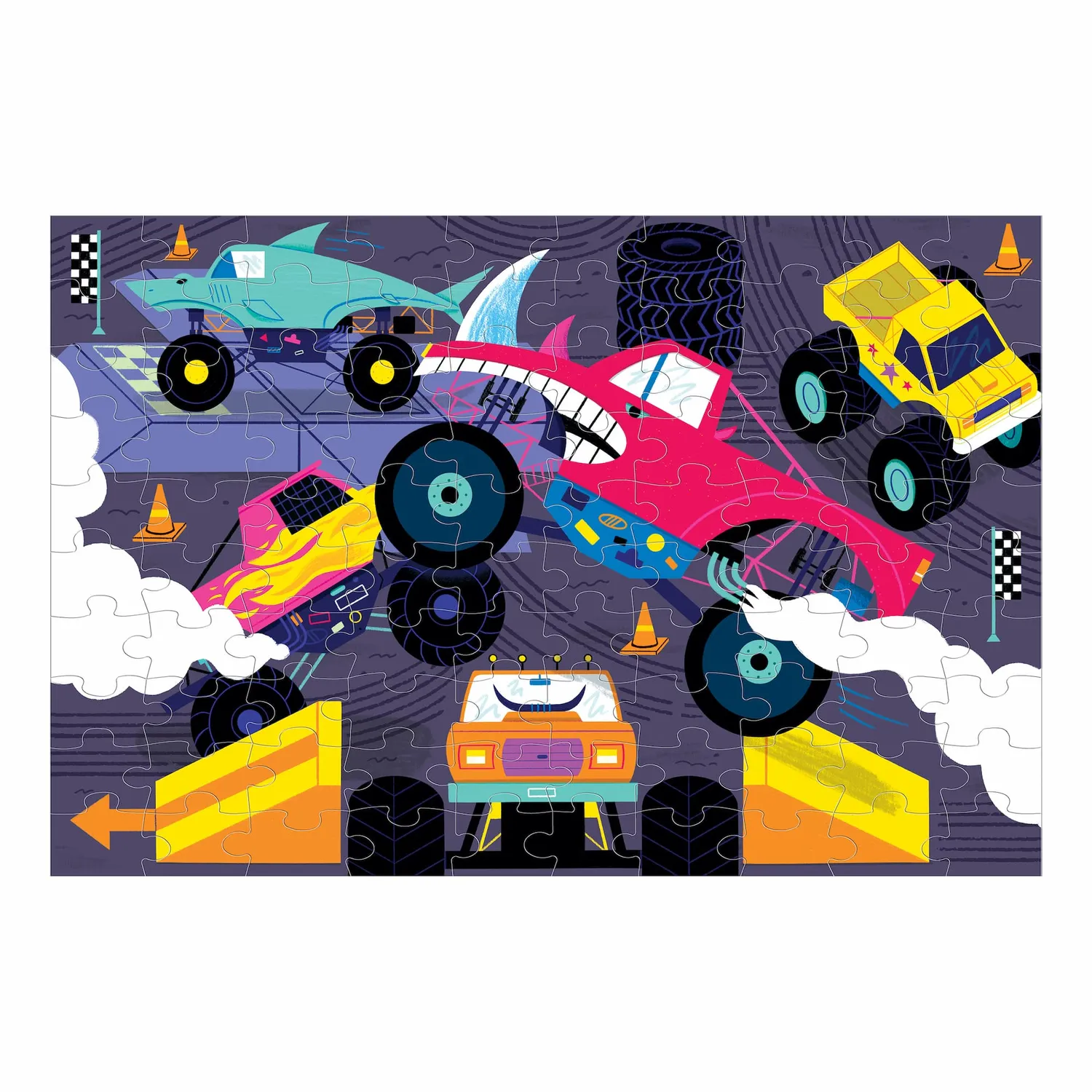 Mudpuppy Monster Trucks puzzle 100 piese fosforescent