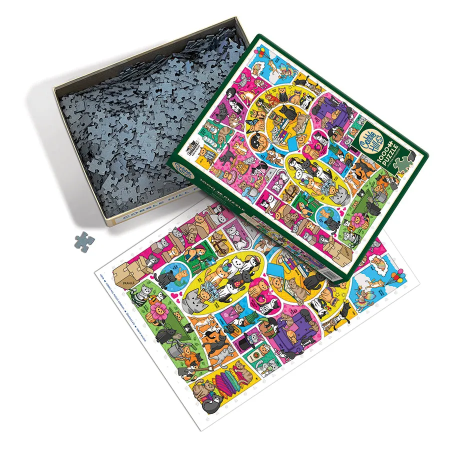 Cobble Hill Doodlecats puzzle 1000 piese pisici