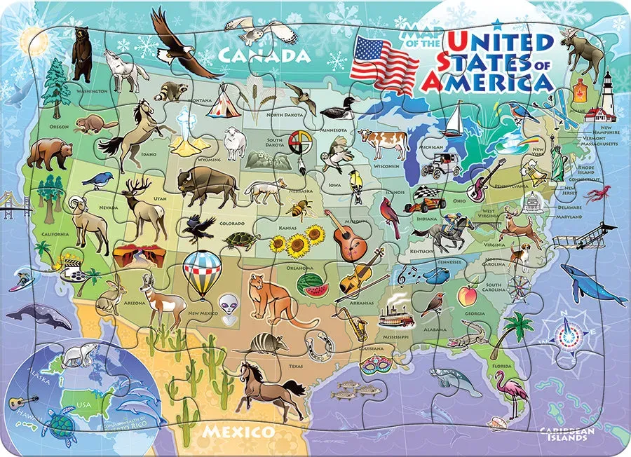 Cobble Hill USA Map puzzle tava 35 piese copii