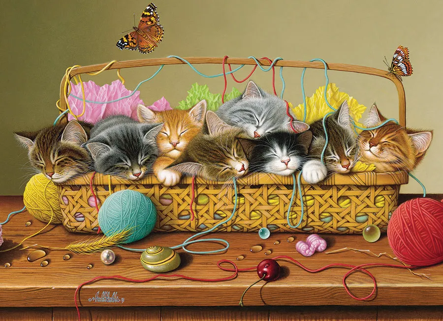 Cobble Hill Family Pieces Basket Case puzzle 350 piese pisici