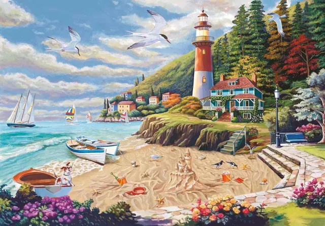 Mosaic Puzzles Coastal Getaway puzzle lemn 100 piese far