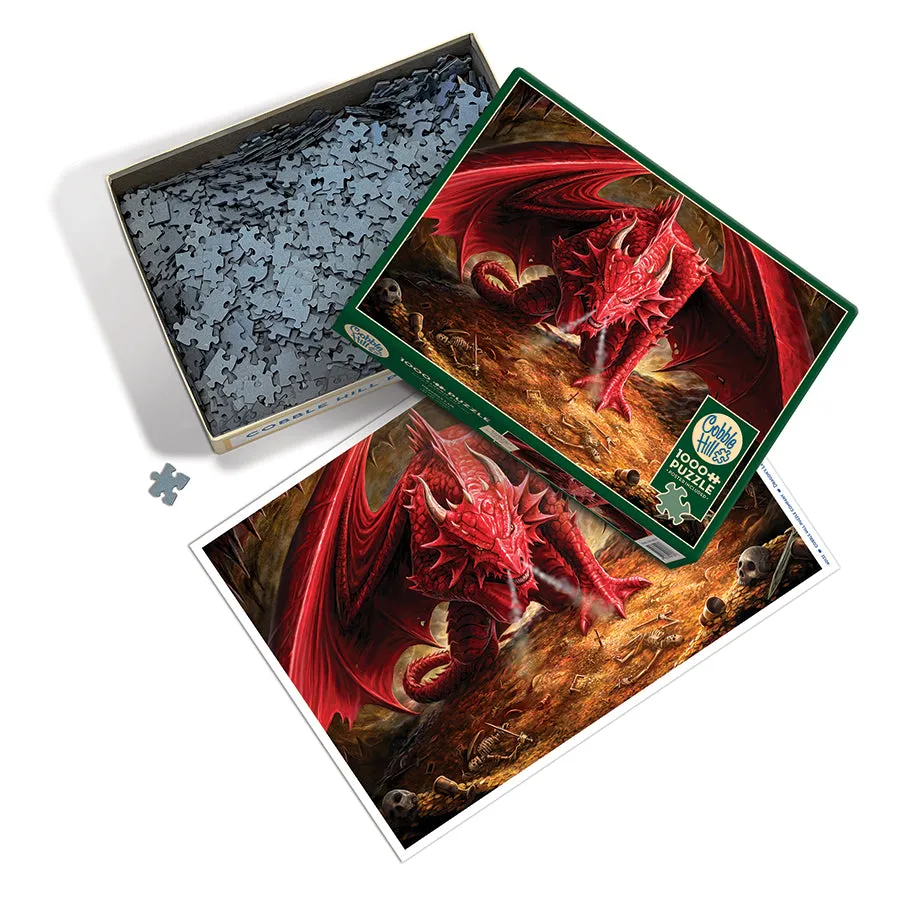 Cobble Hill Dragon's Lair puzzle 1000 piese dragon roșu