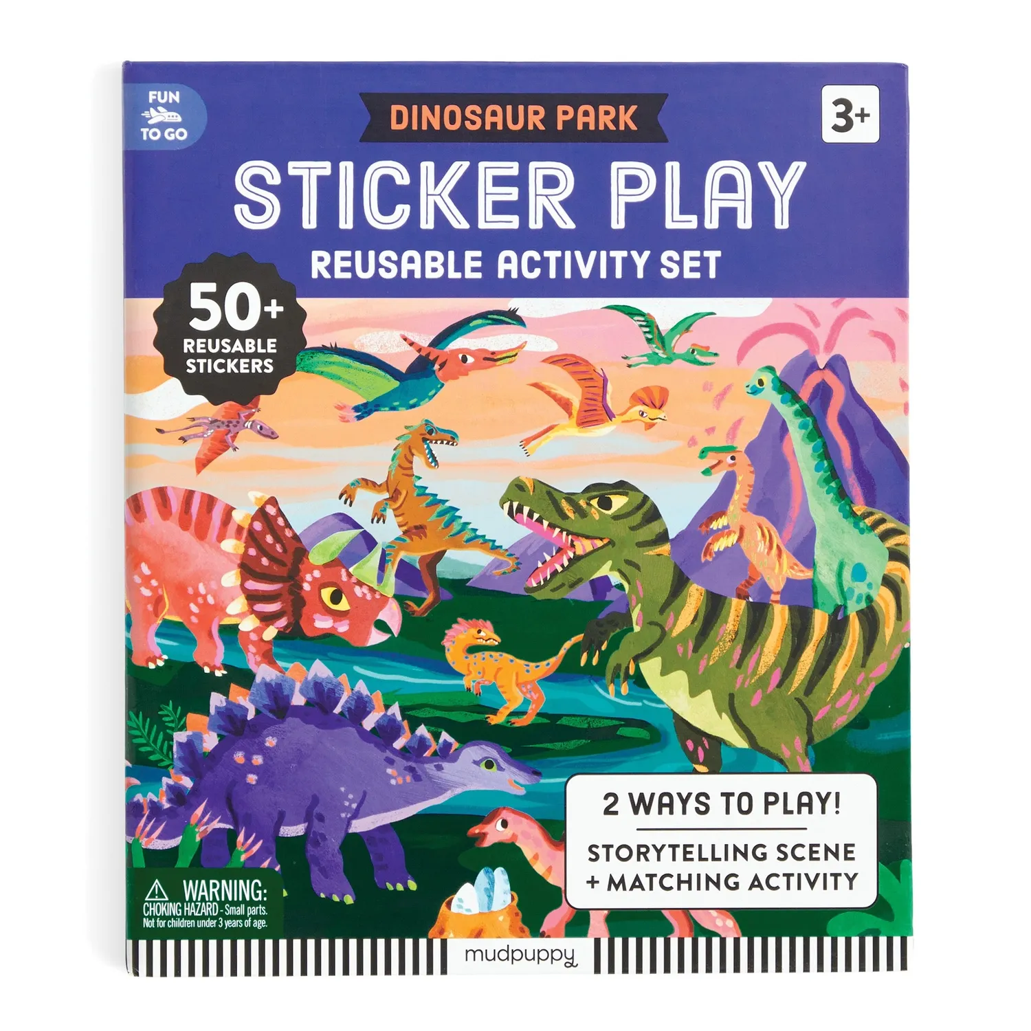 Mudpuppy Dinosaur Park stickere reutilizabile 50+ parc